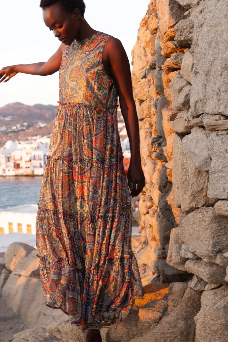 Ruffle Tiered Maxi- Persia Cobalt