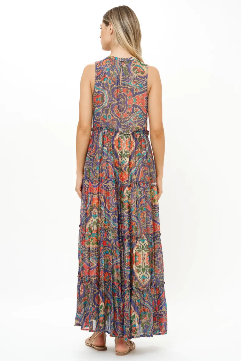 Ruffle Tiered Maxi- Persia Cobalt