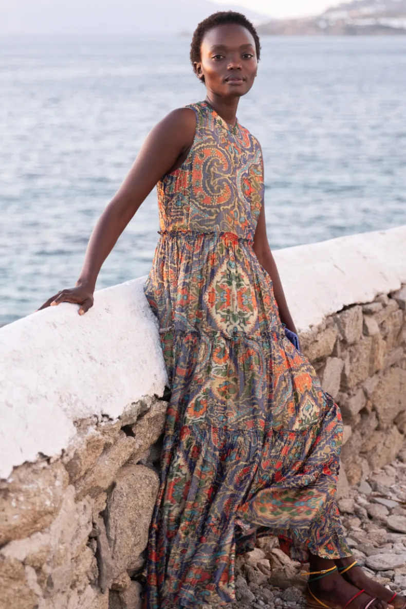 Ruffle Tiered Maxi- Persia Cobalt