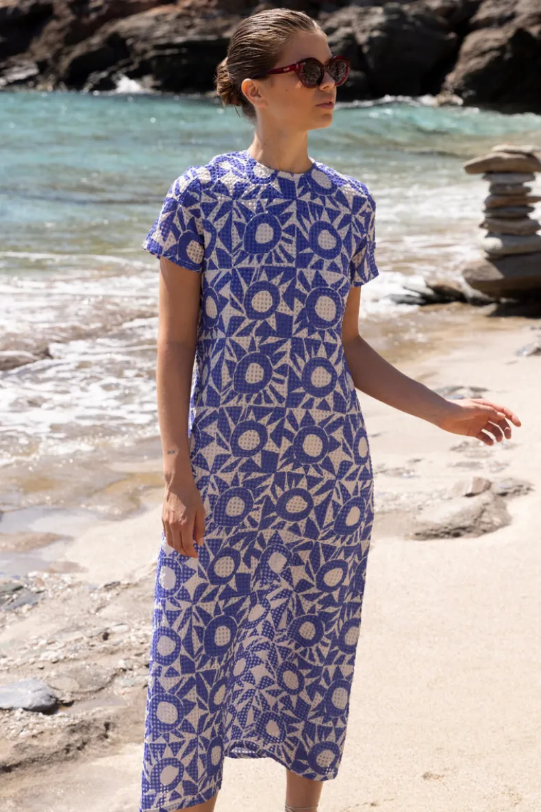 Short Sleeve Shift Maxi- Eclipse Blue