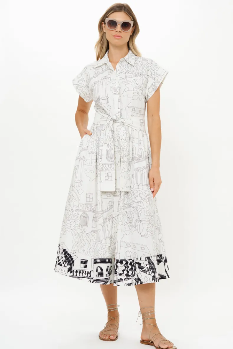 Belted Shirt Dress- Roma White