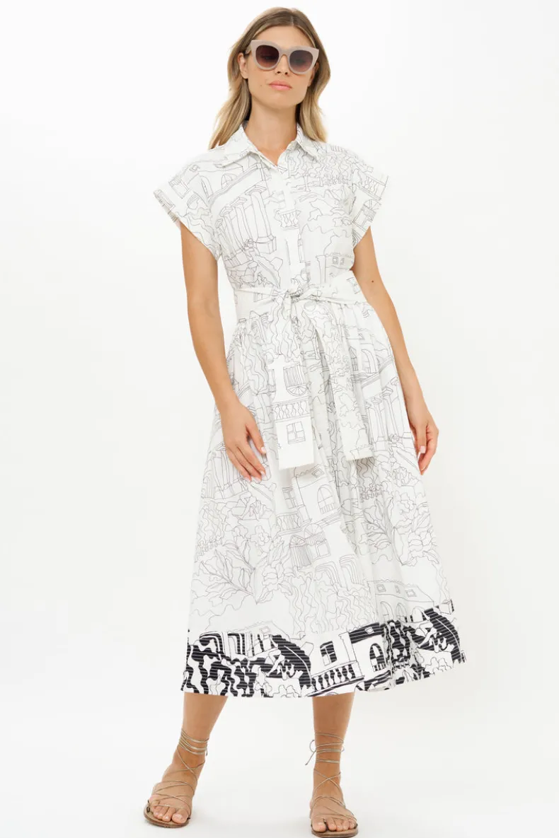 Belted Shirt Dress- Roma White