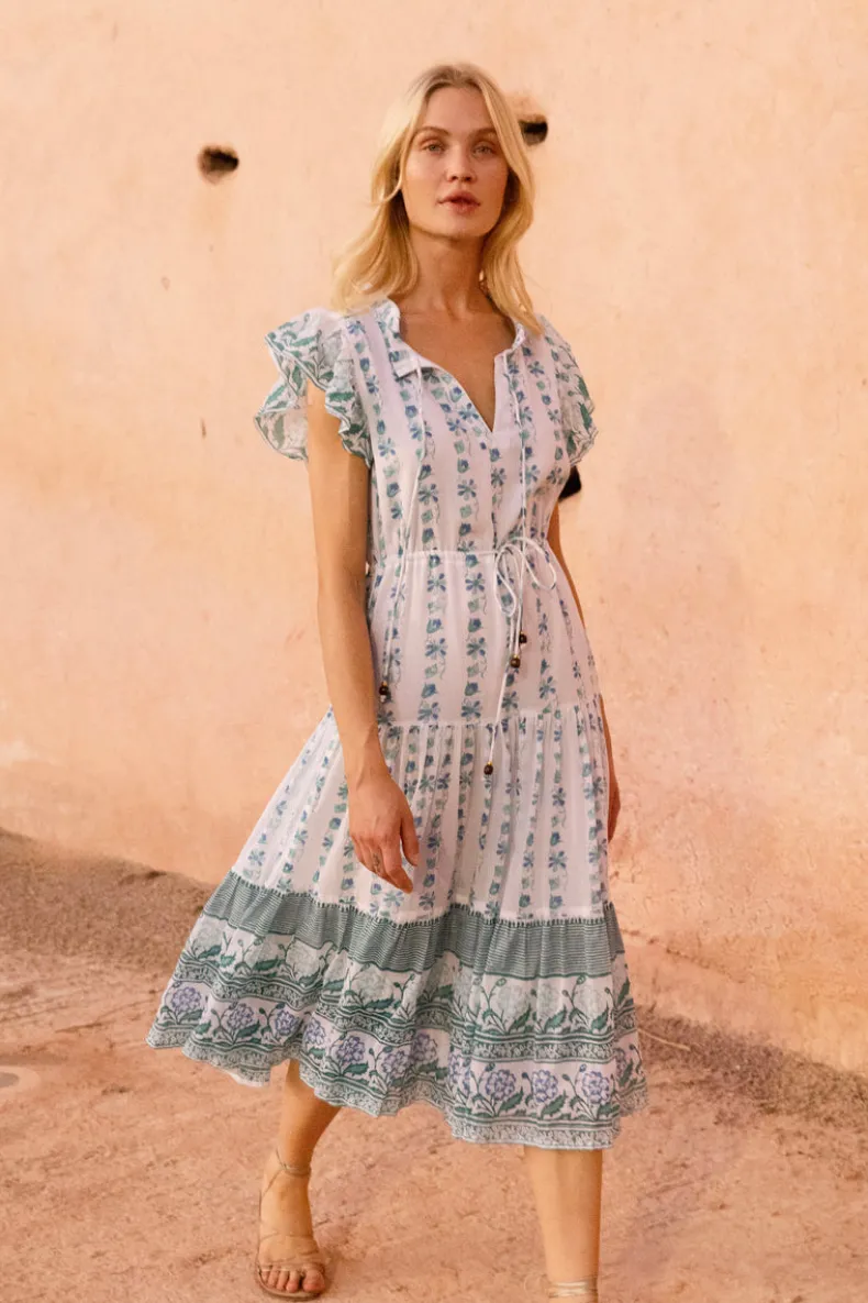 Cinched Flirty Midi- Boreggo Green