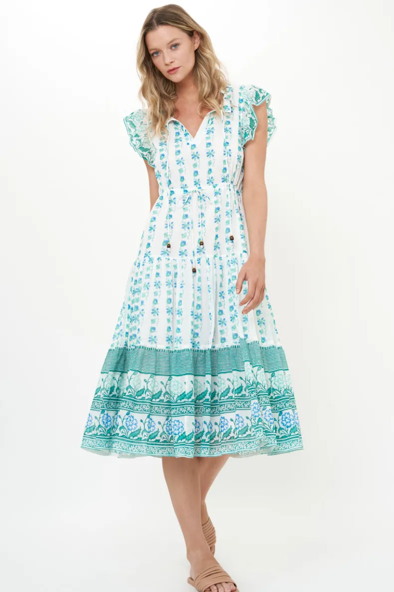 Cinched Flirty Midi- Boreggo Green