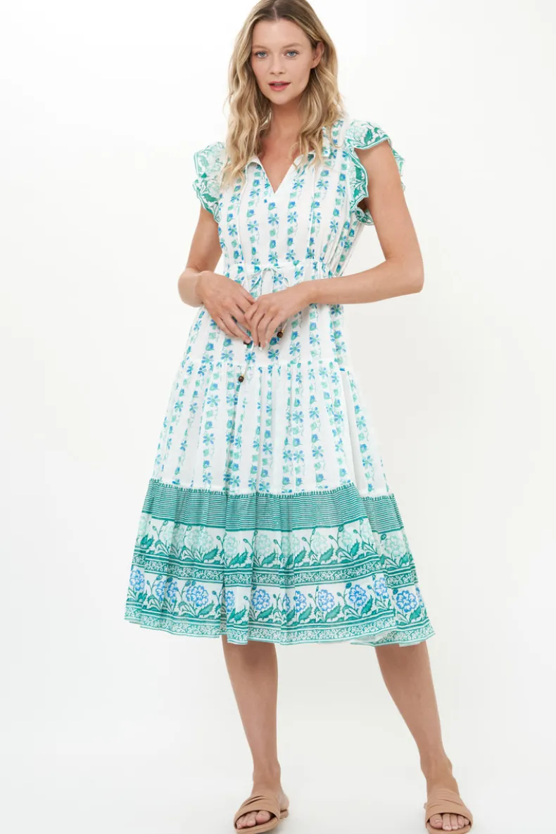 Cinched Flirty Midi- Boreggo Green