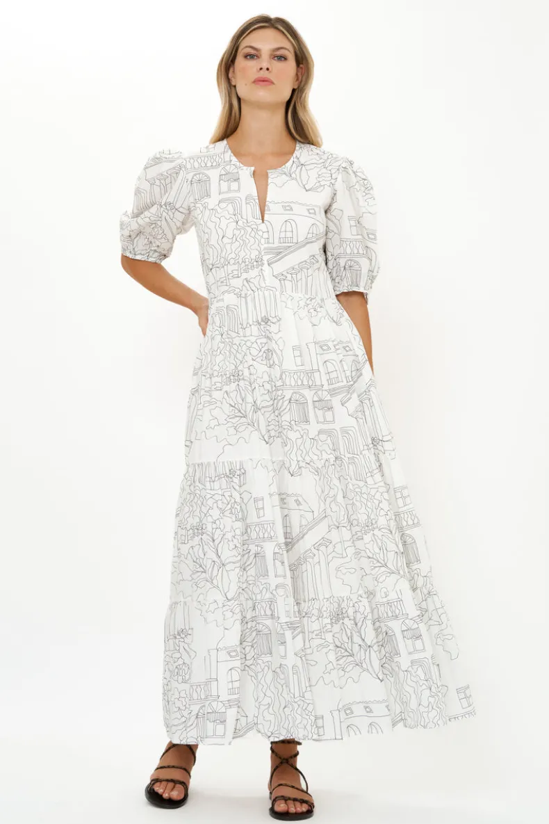 Puff Sleeve Maxi- Roma White