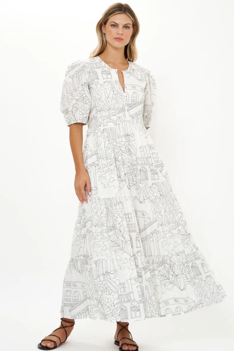 Puff Sleeve Maxi- Roma White