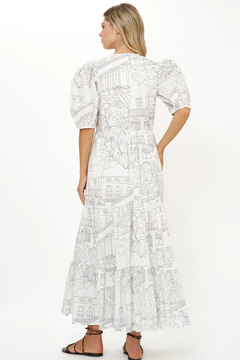 Puff Sleeve Maxi- Roma White