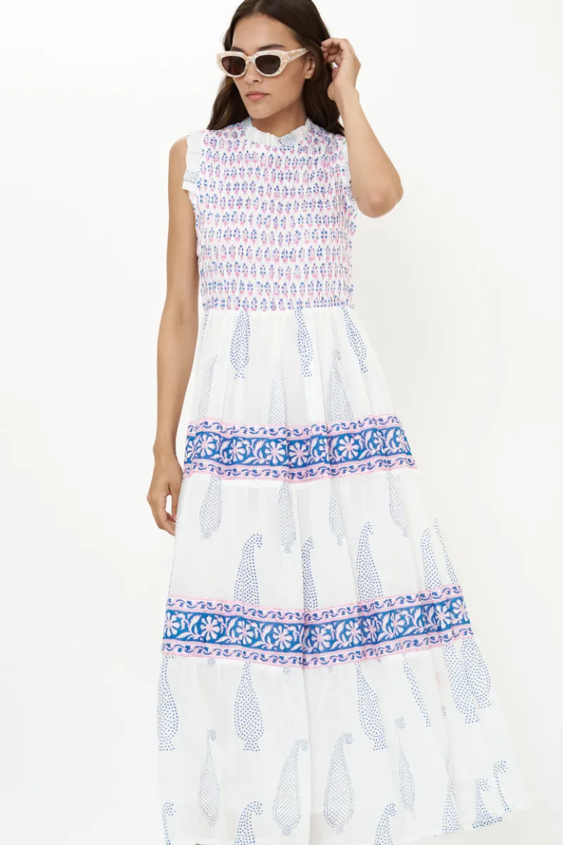 Sleeveless Smocked Maxi- Aptos Blue