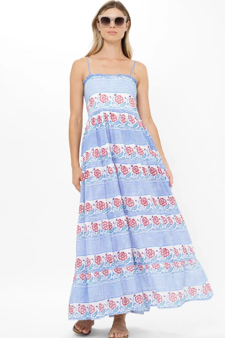 Smocked Back Maxi- Borrego Navy