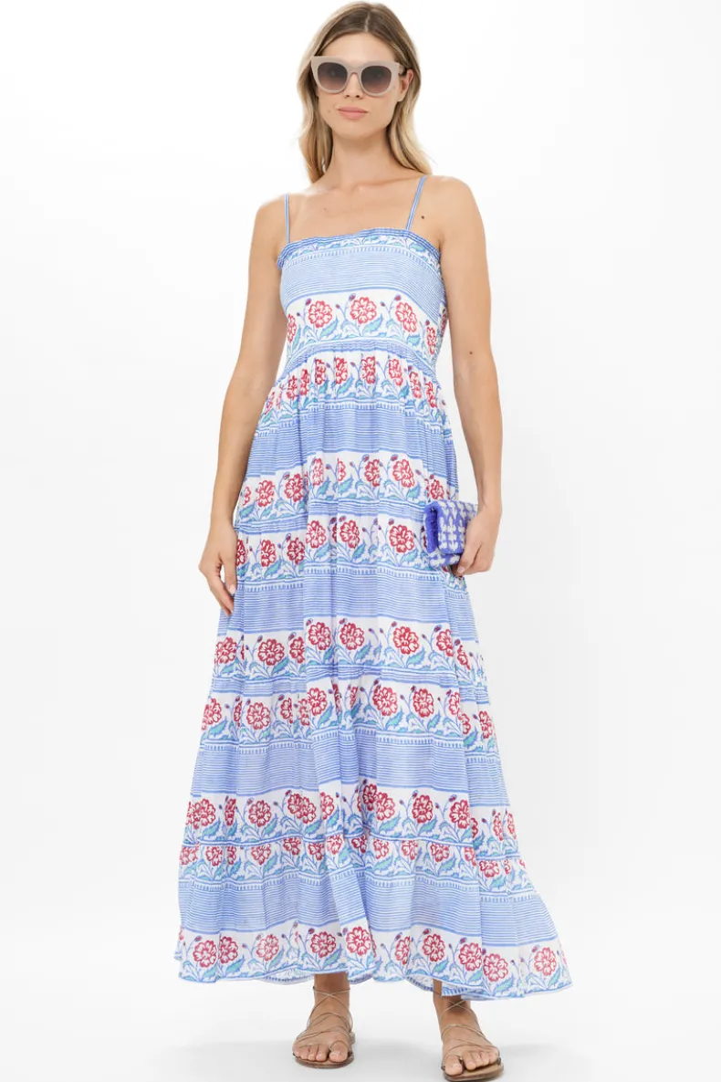 Smocked Back Maxi- Borrego Navy