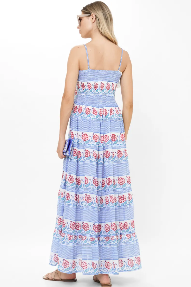 Smocked Back Maxi- Borrego Navy