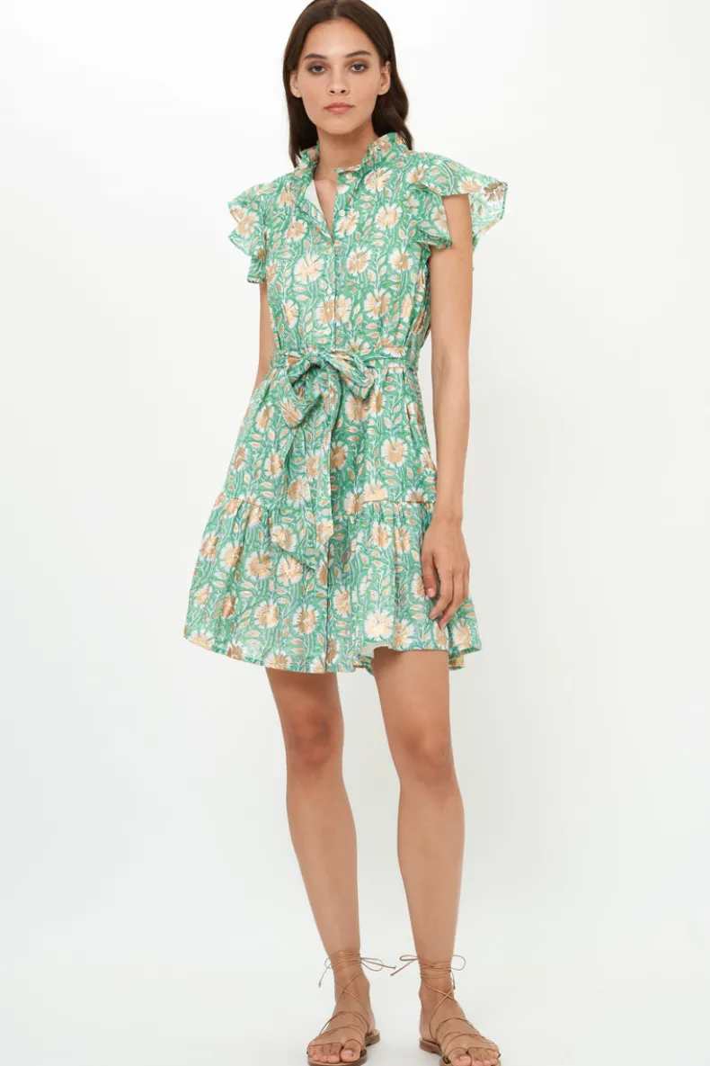 Ruffle Collar Button Mini- Mughal Green