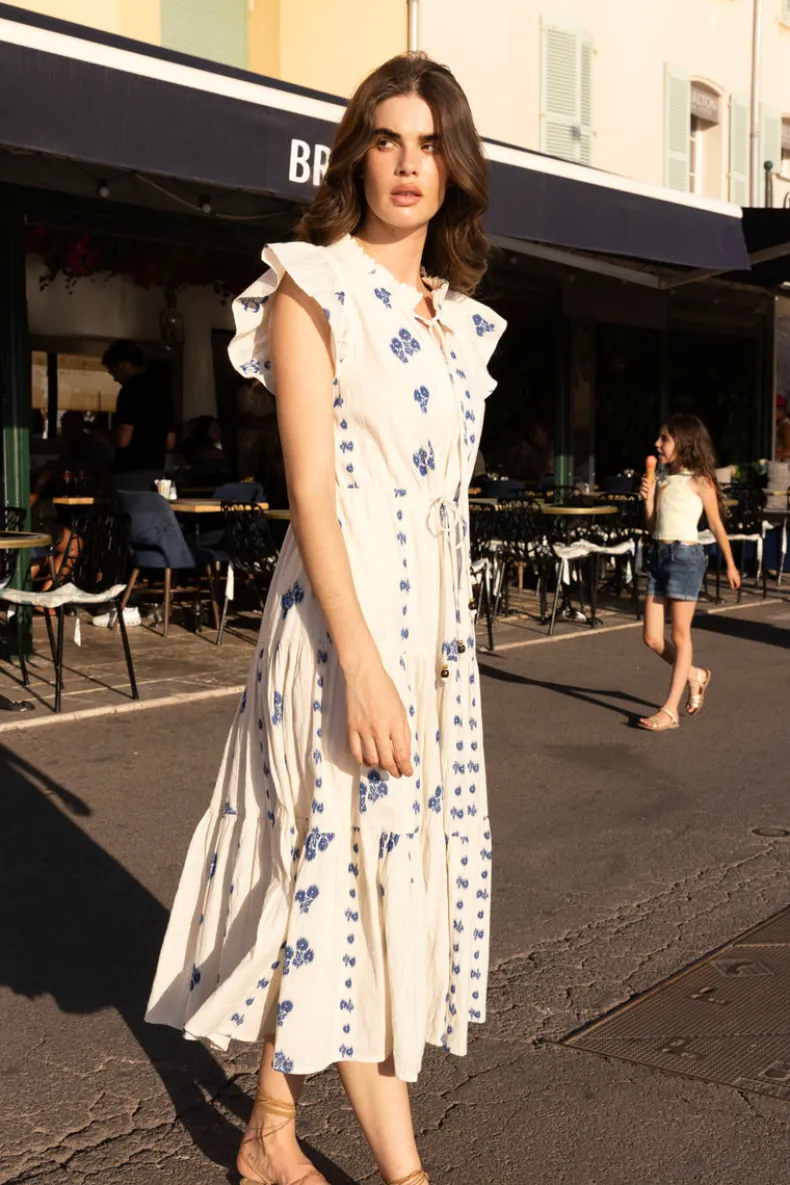 Cinched Flirty Midi- Wicklow Blue