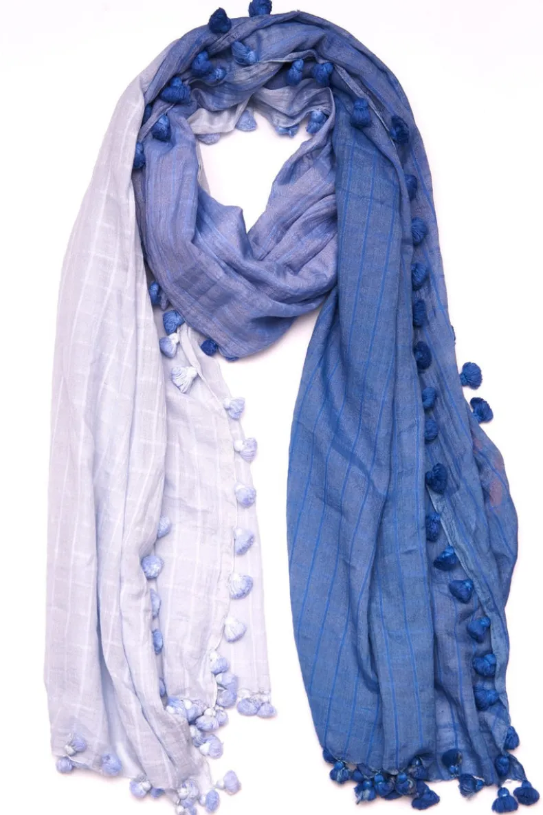 Blue Ombre Tassel Scarf
