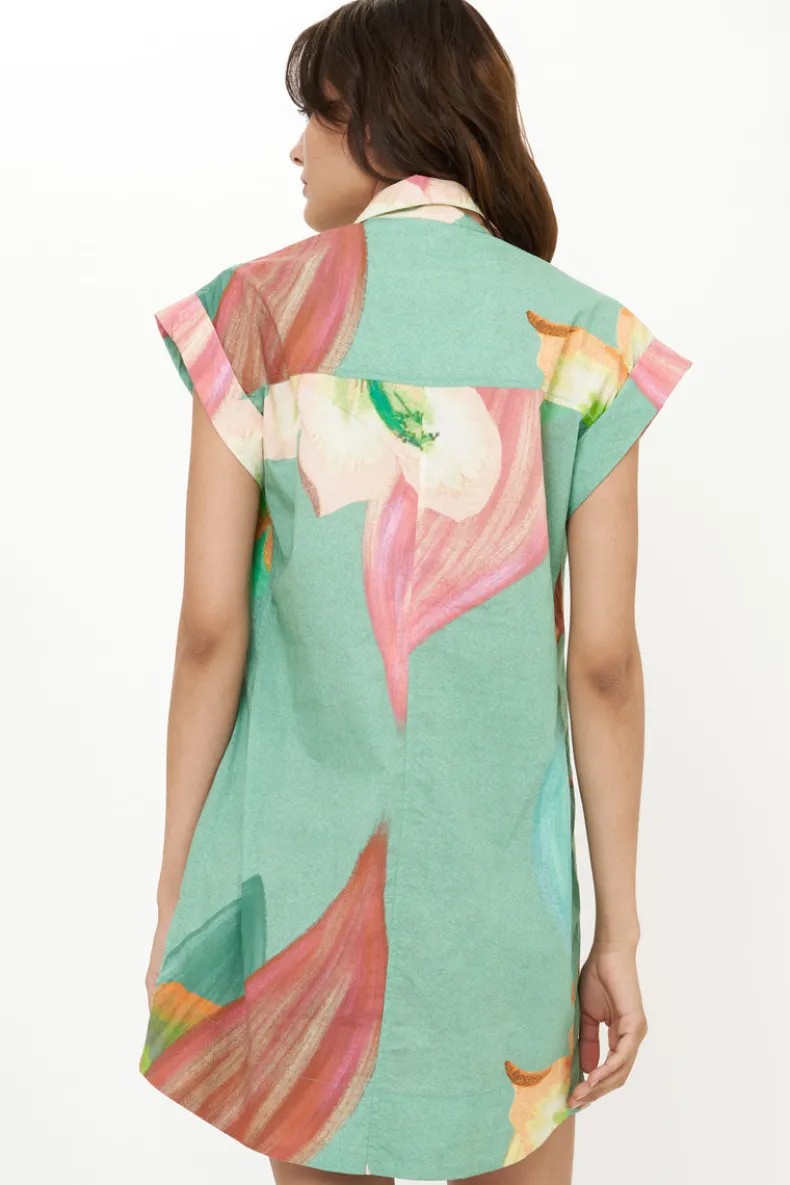 Shirt Dress Mini- Hibiscus Sage