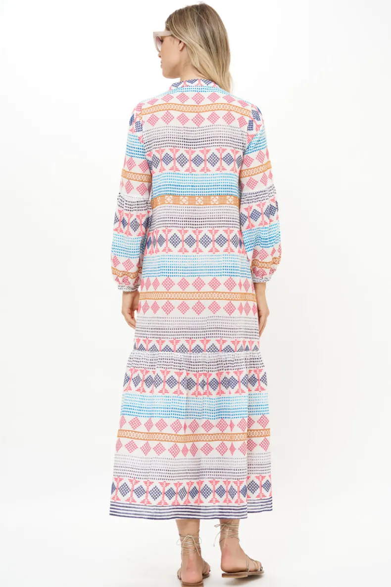 Long Sleeve Yoke Maxi- Casablanca Multi