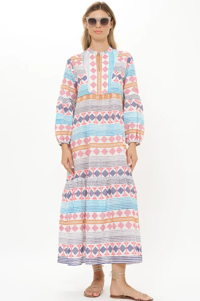 Long Sleeve Yoke Maxi- Casablanca Multi