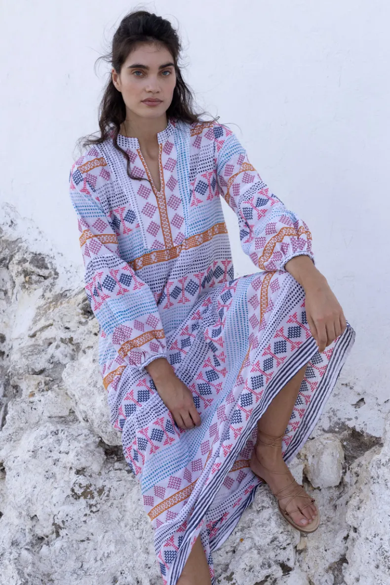 Long Sleeve Yoke Maxi- Casablanca Multi