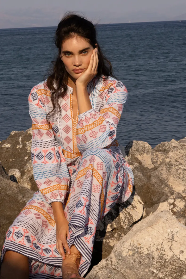 Long Sleeve Yoke Maxi- Casablanca Multi