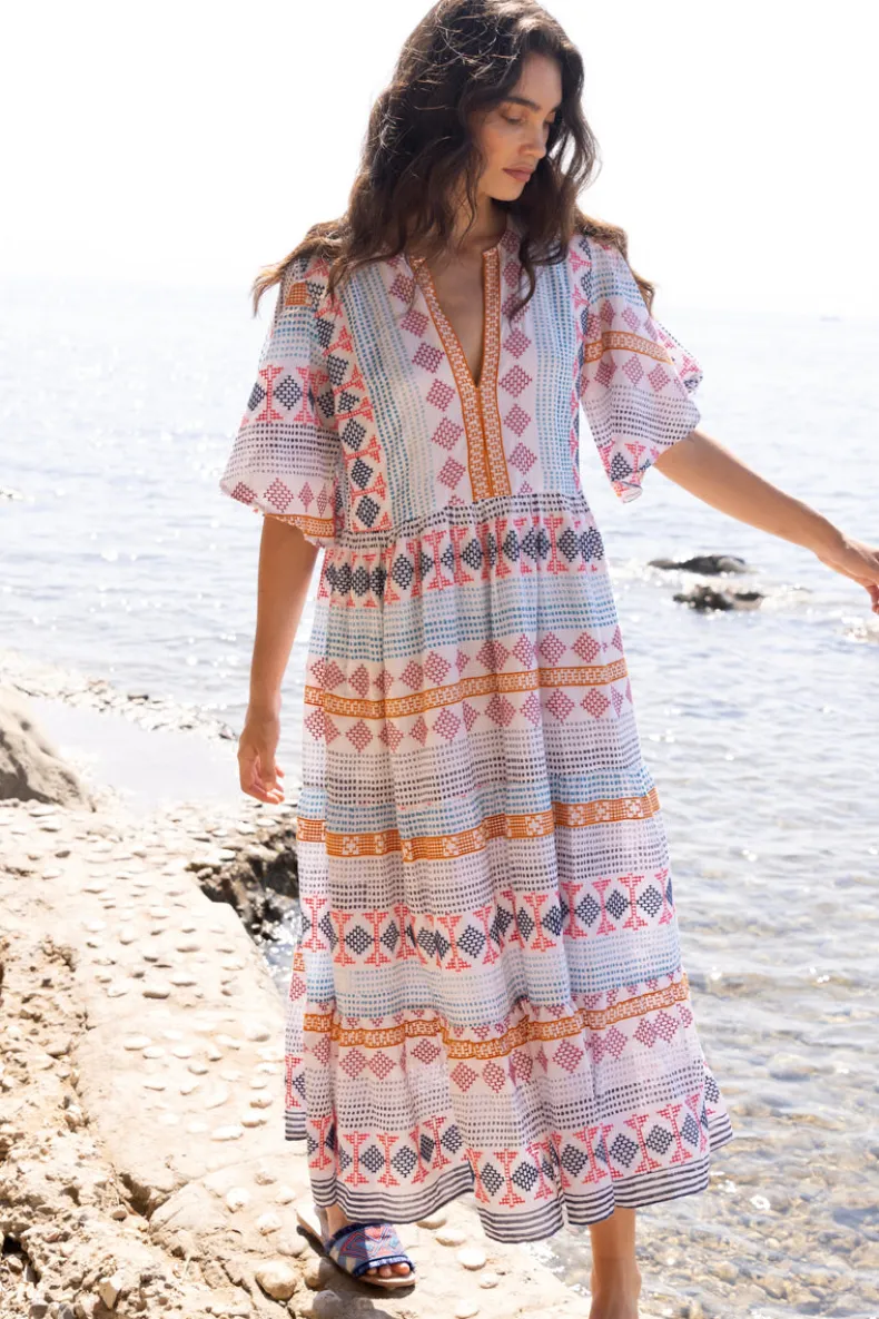 Flirty V-Neck Maxi- Casablanca Multi