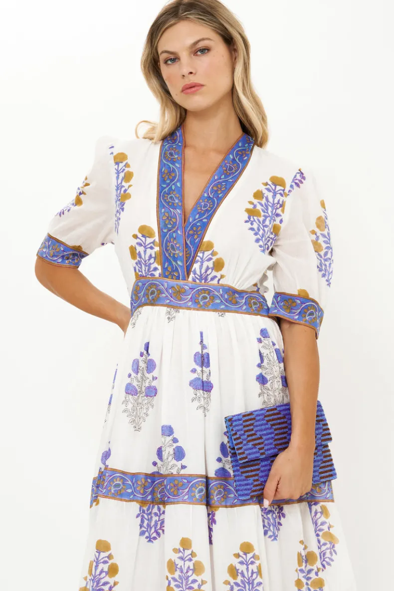 V-Neck Cuffed Maxi- Napa Blue