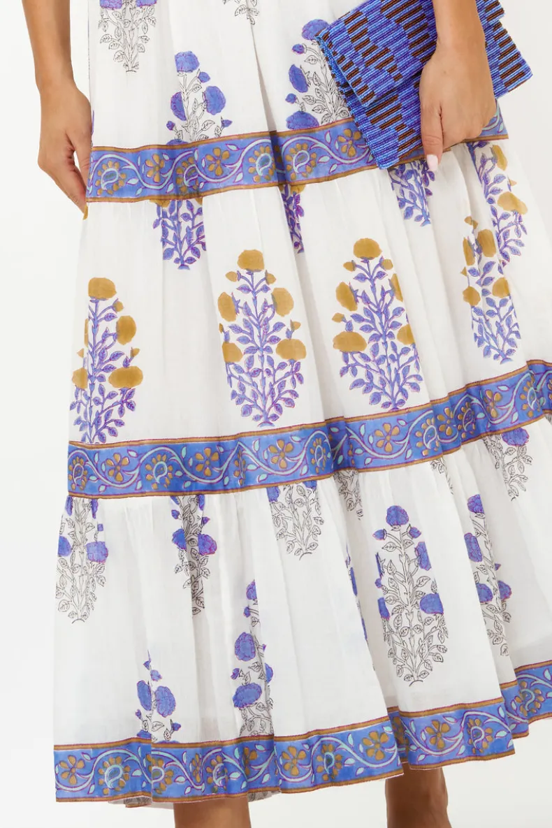 V-Neck Cuffed Maxi- Napa Blue