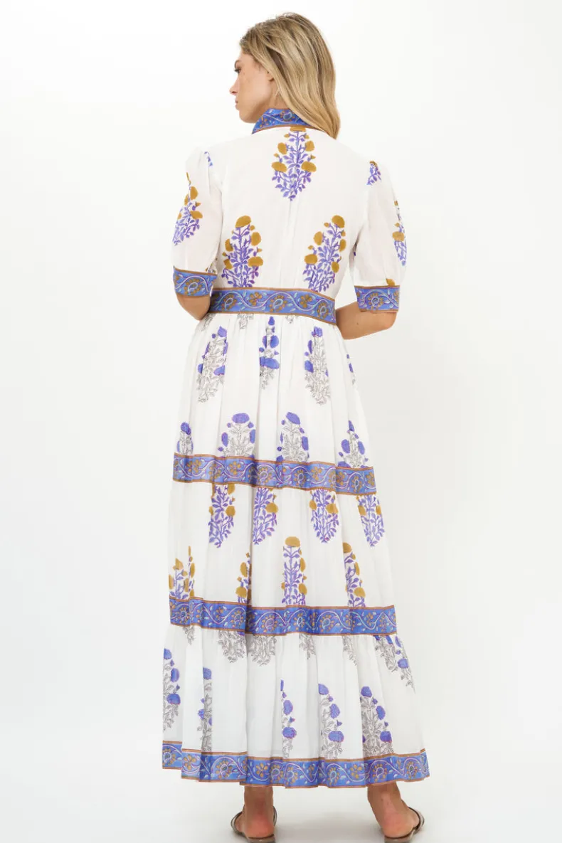 V-Neck Cuffed Maxi- Napa Blue