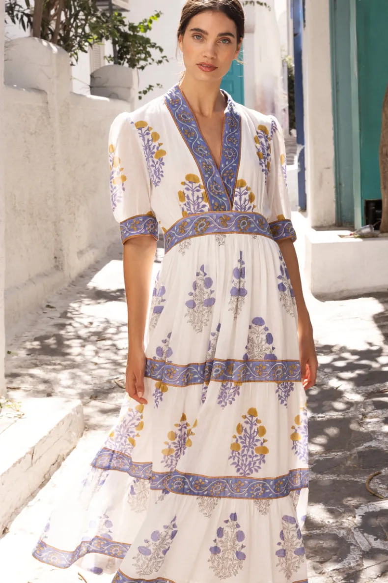 V-Neck Cuffed Maxi- Napa Blue