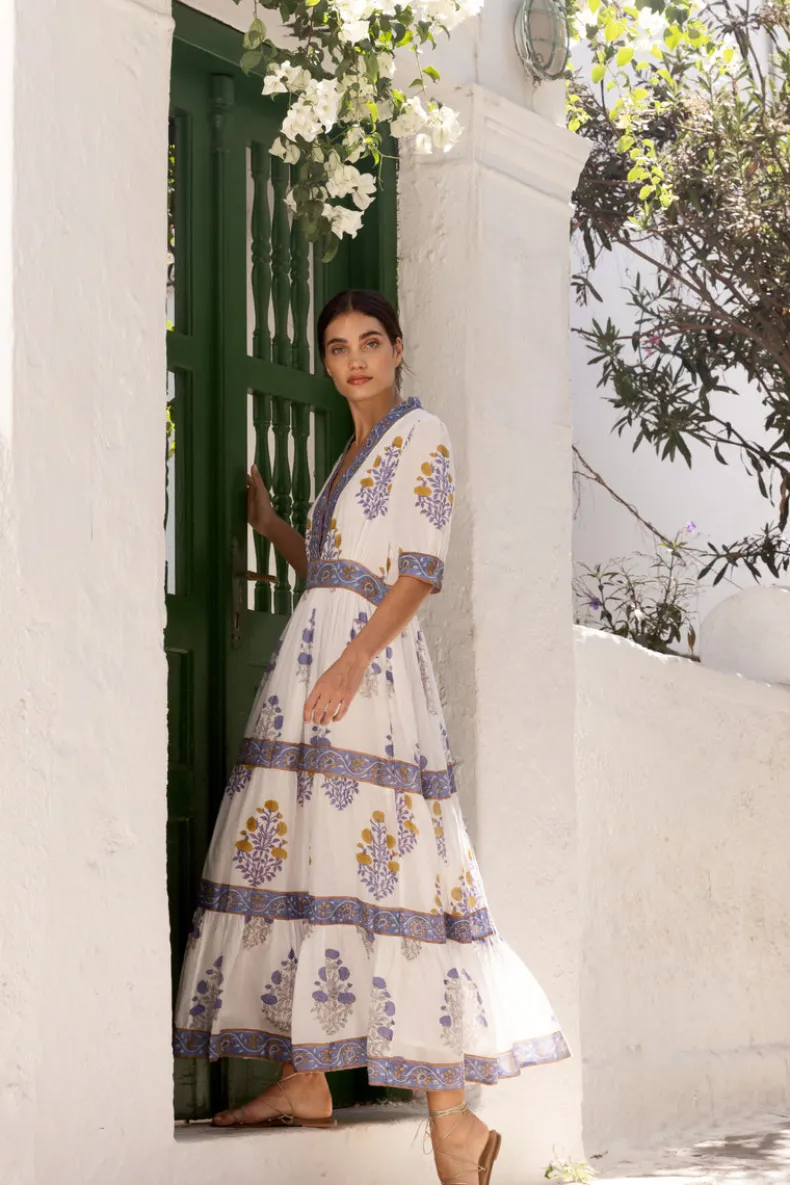 V-Neck Cuffed Maxi- Napa Blue