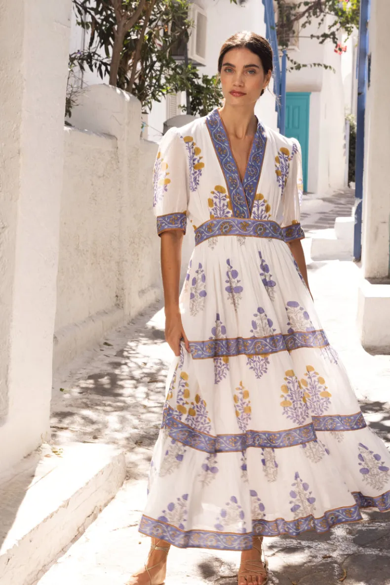 V-Neck Cuffed Maxi- Napa Blue