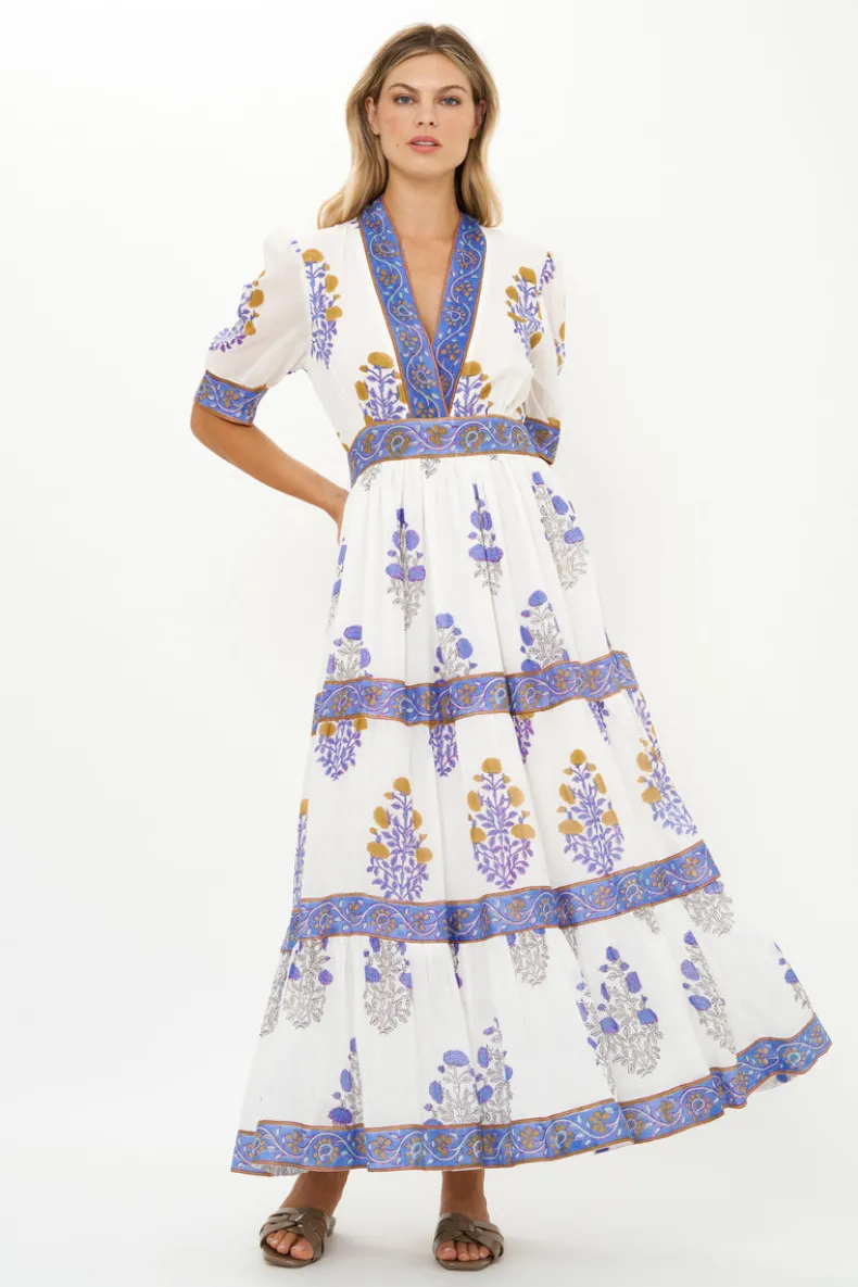 V-Neck Cuffed Maxi- Napa Blue