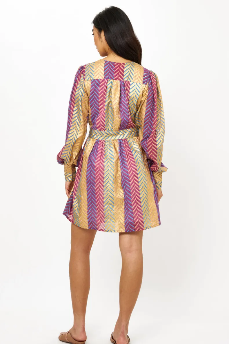 V-Neck Mini Dress- Torino Blue