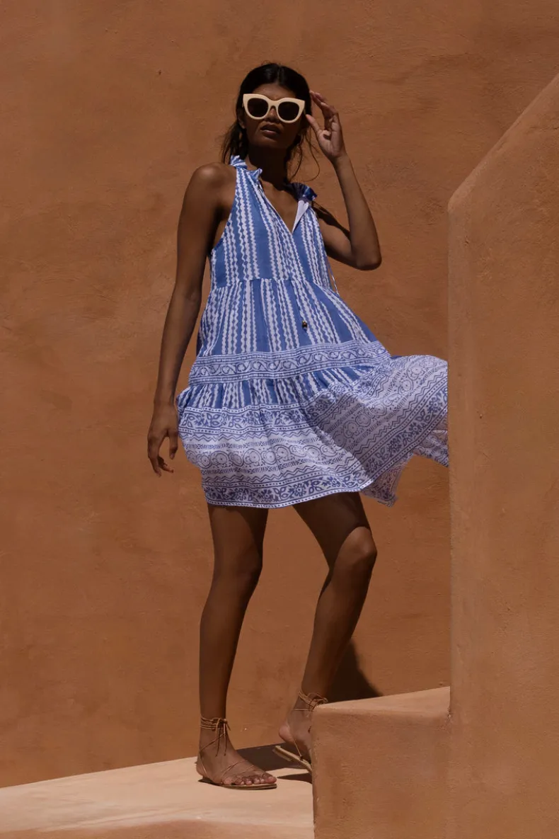 Sleeveless Tiered Short- Ziggy Blue