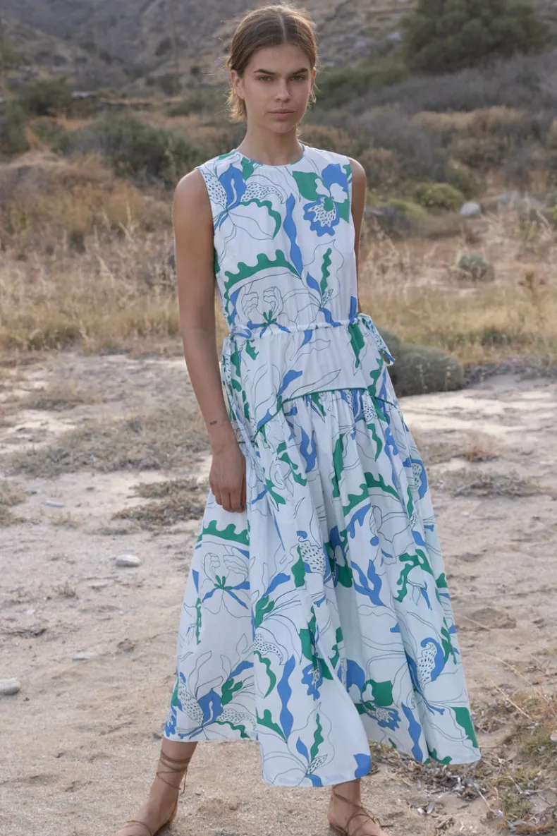 Sleeveless Piped Maxi- Orchid Green