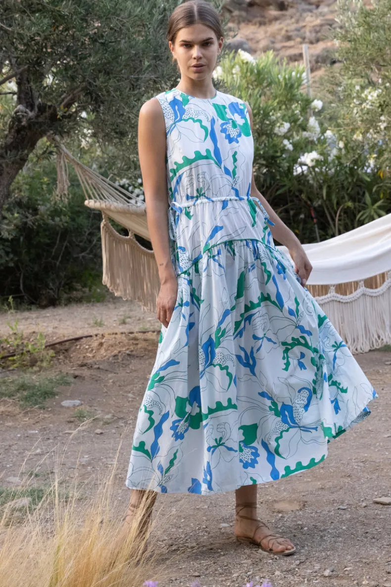 Sleeveless Piped Maxi- Orchid Green