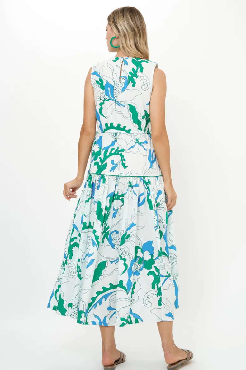 Sleeveless Piped Maxi- Orchid Green