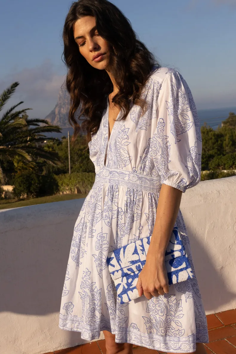 V-Neck Puff Mini- Amadora Blue