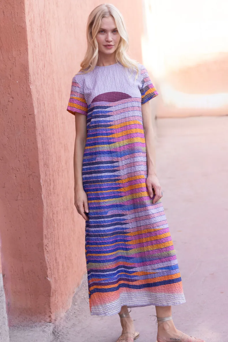 Short Sleeve Shift Maxi- Solstice Blue