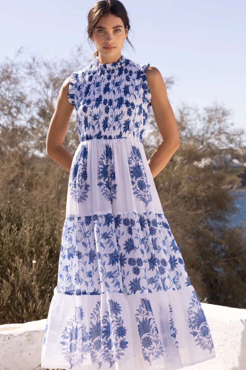 Sleeveless Smocked Maxi- Marion Blue