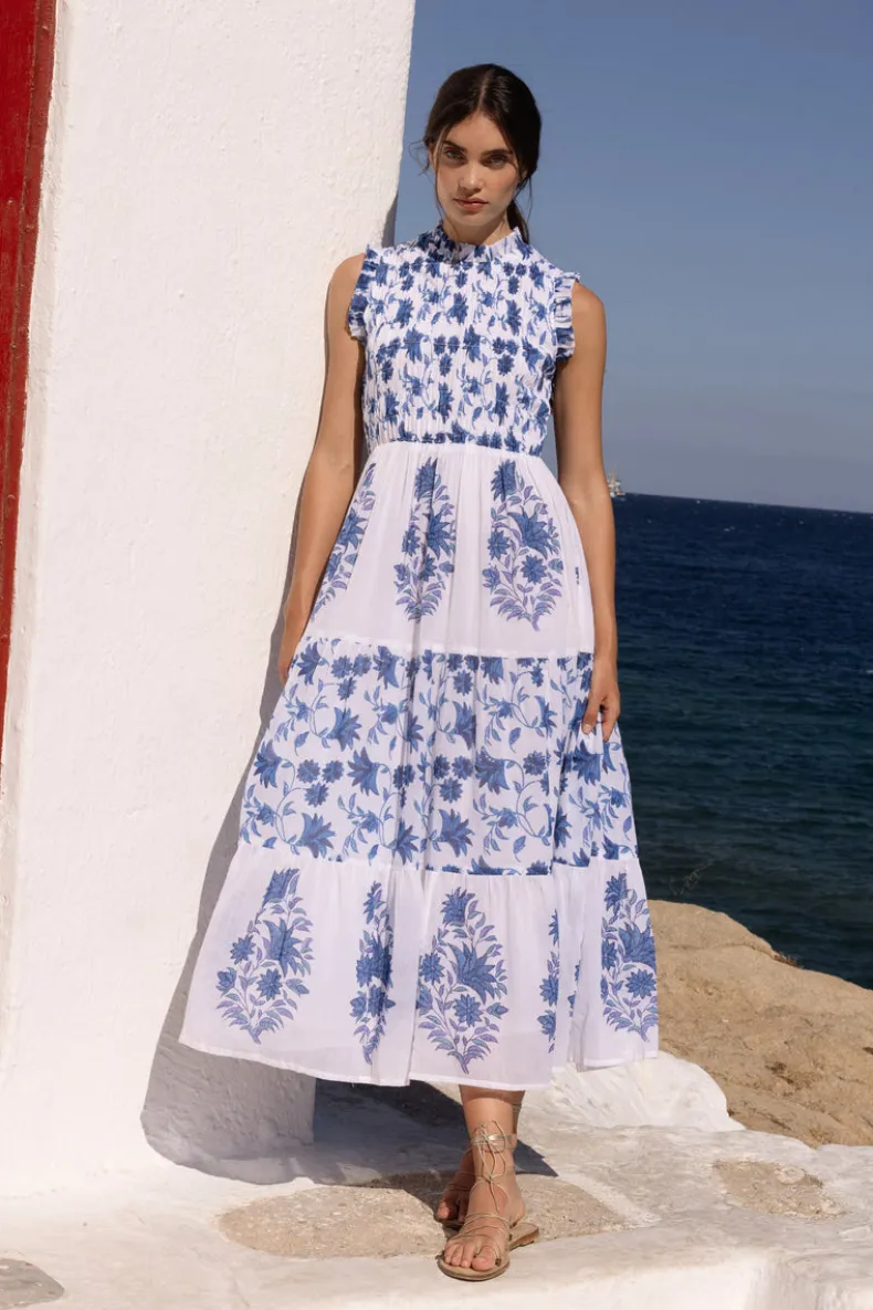 Sleeveless Smocked Maxi- Marion Blue