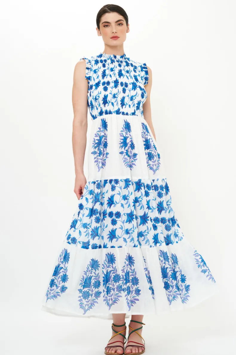 Sleeveless Smocked Maxi- Marion Blue