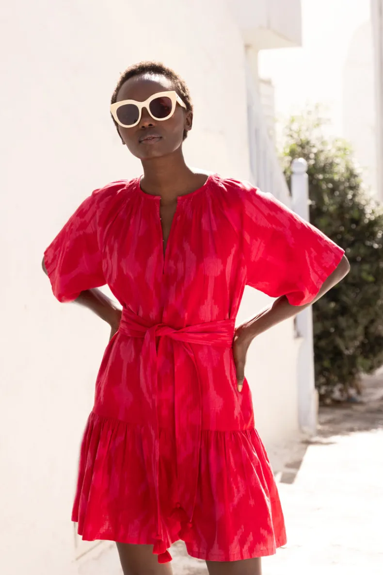 Raglan Belted Mini- Tashkent Red