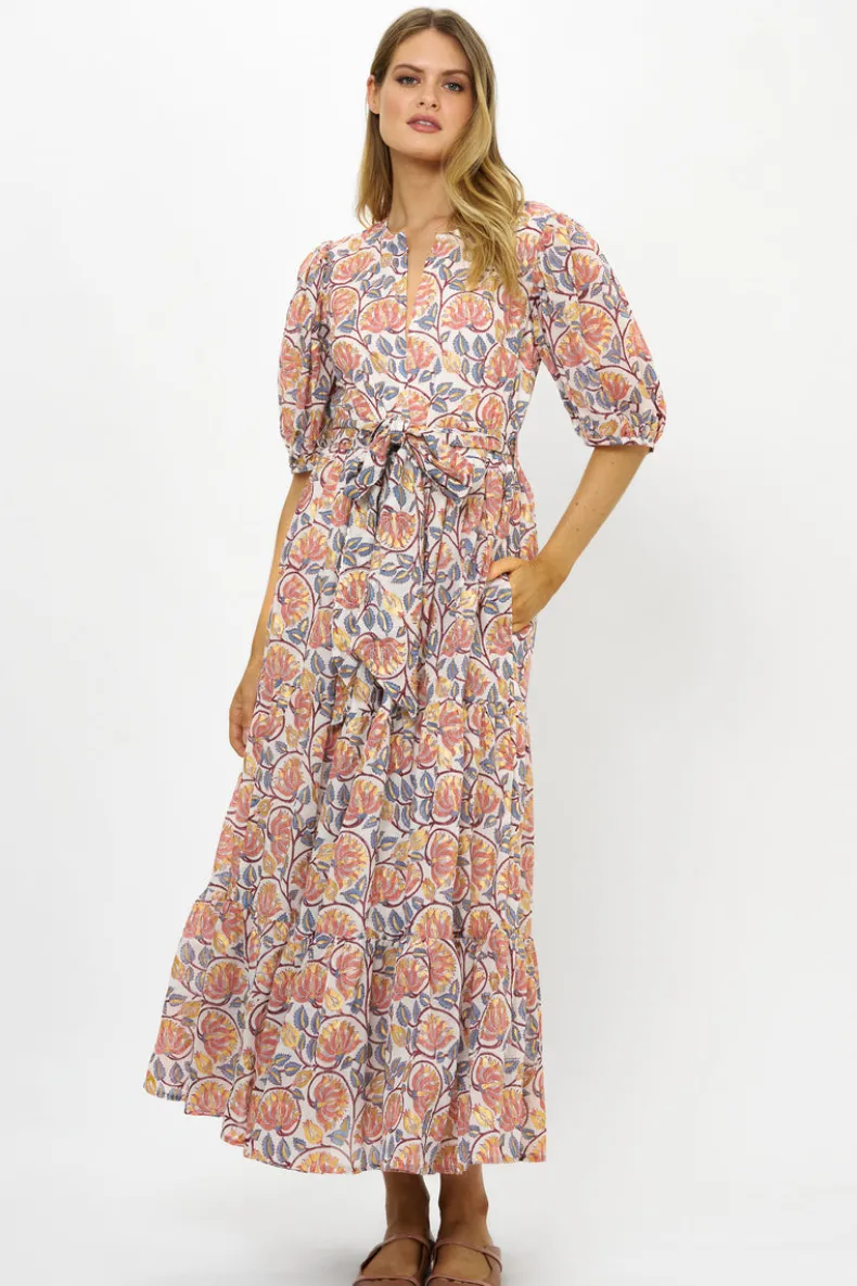 Puff Sleeve Maxi- Montenegro Coral