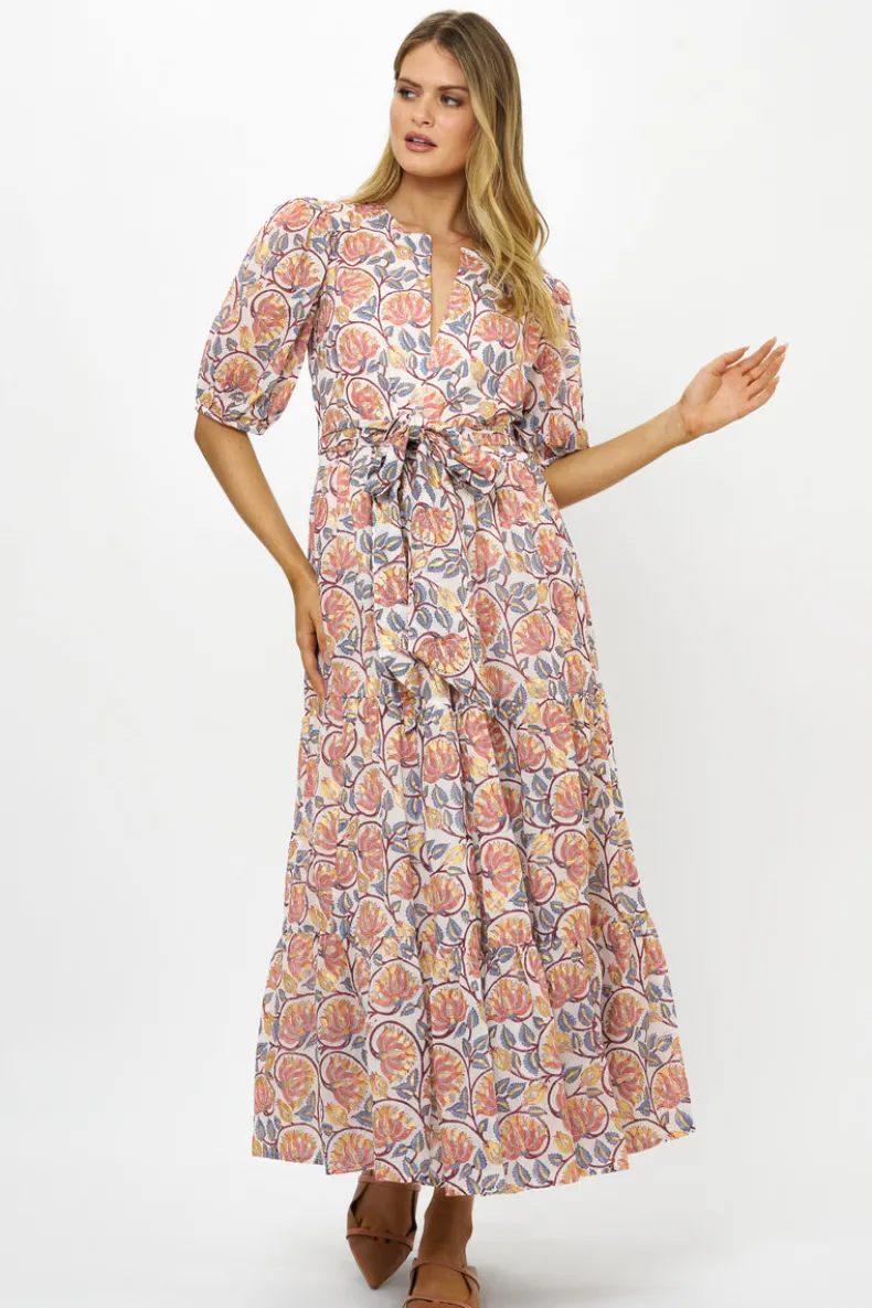 Puff Sleeve Maxi- Montenegro Coral