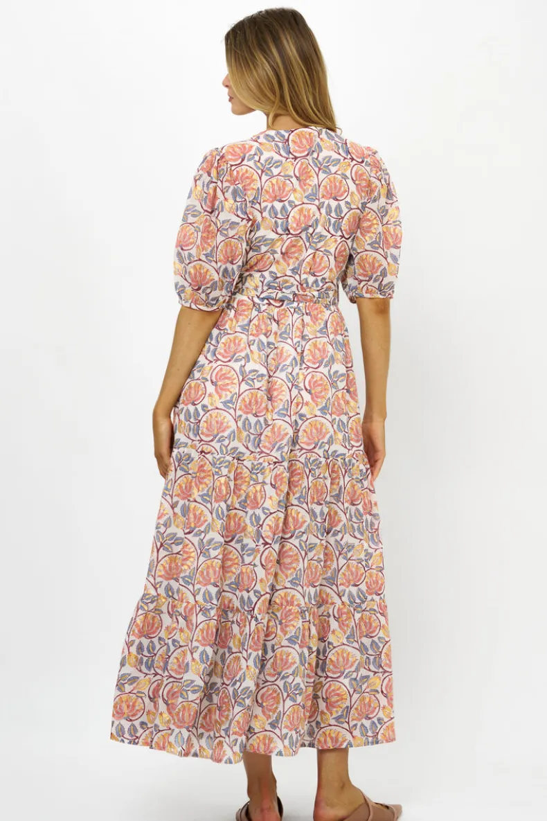 Puff Sleeve Maxi- Montenegro Coral