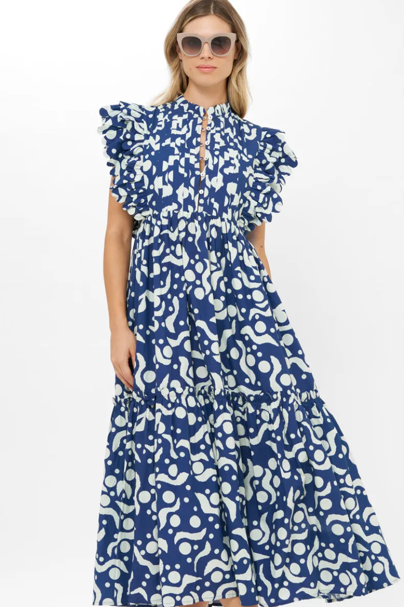 Scallop Pintuck Maxi- Acadia Navy