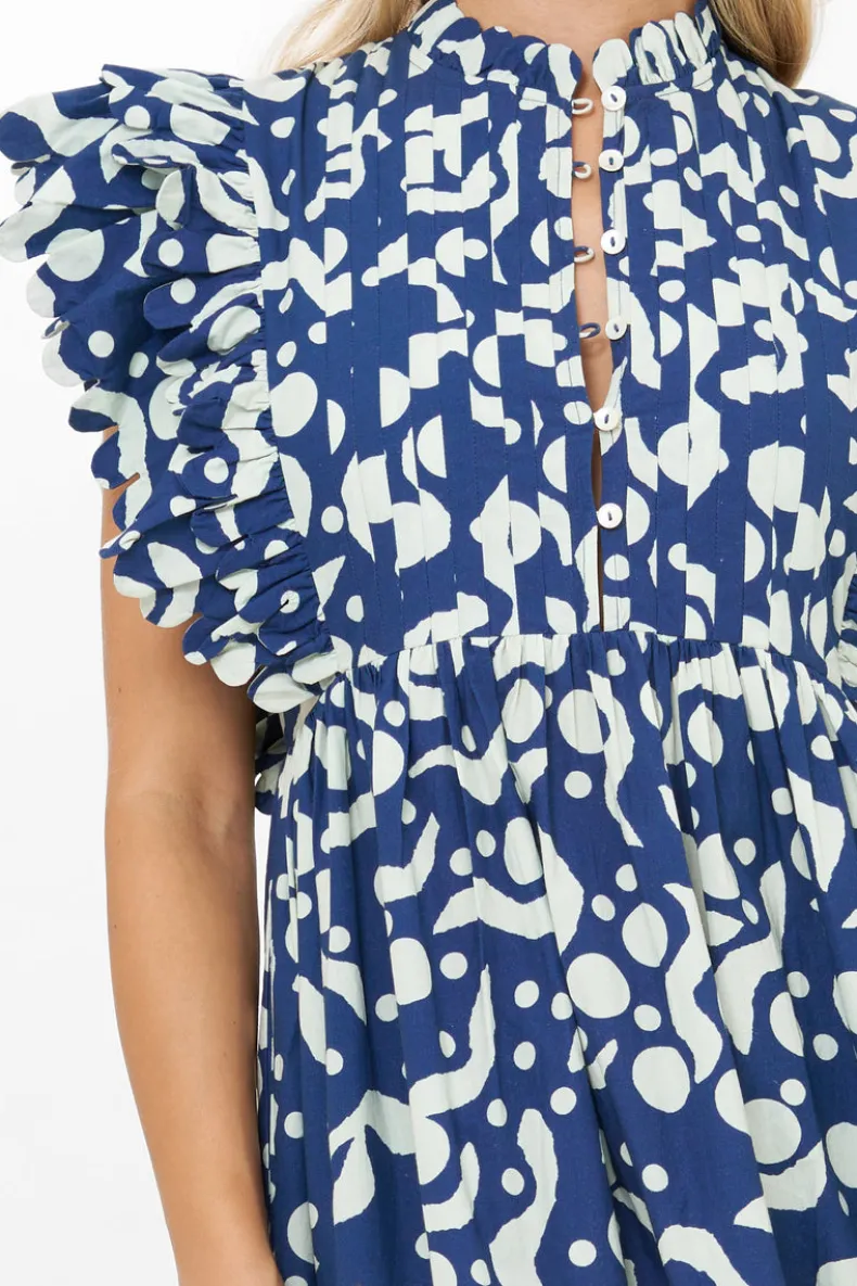 Scallop Pintuck Maxi- Acadia Navy