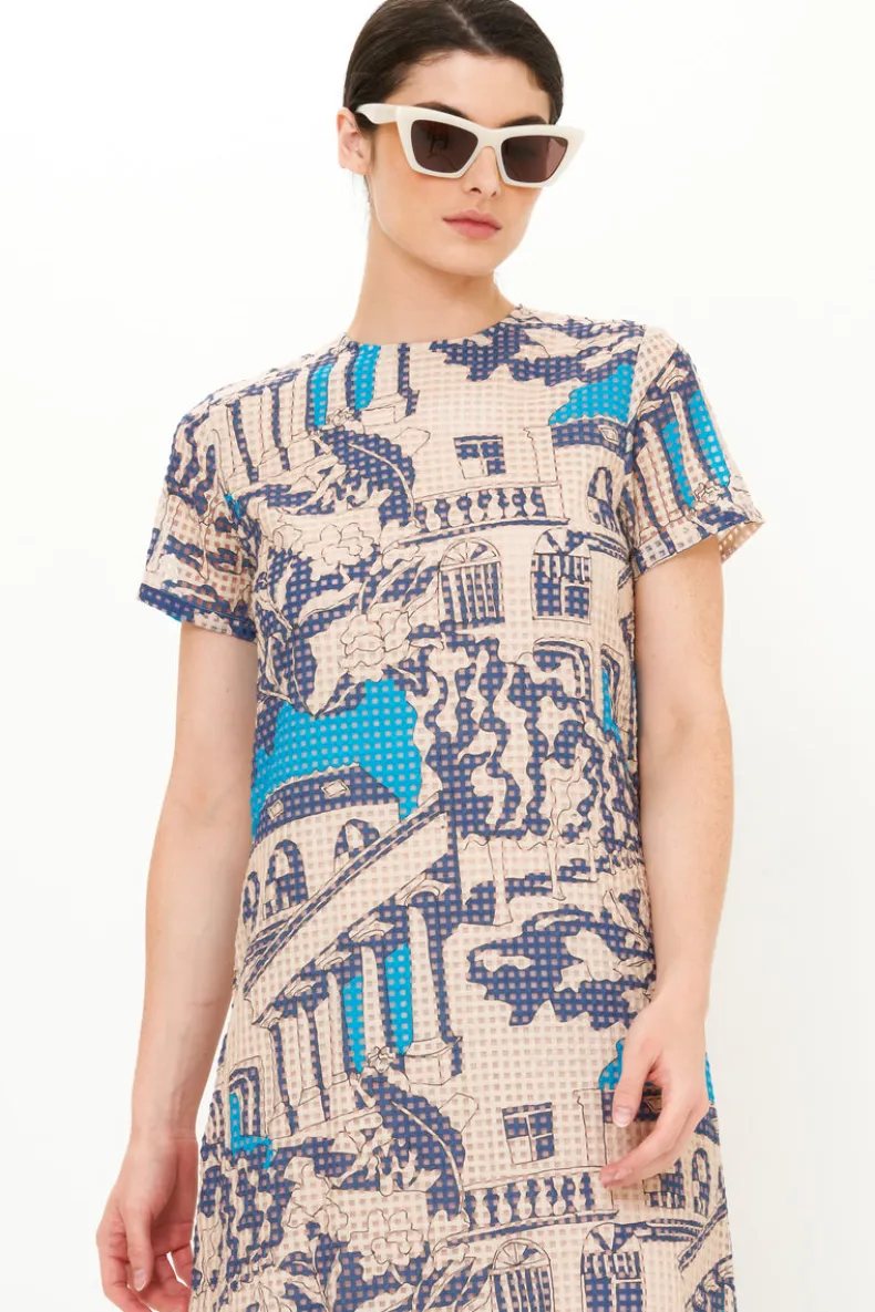 Short Sleeve Shift Maxi- Roma Blue