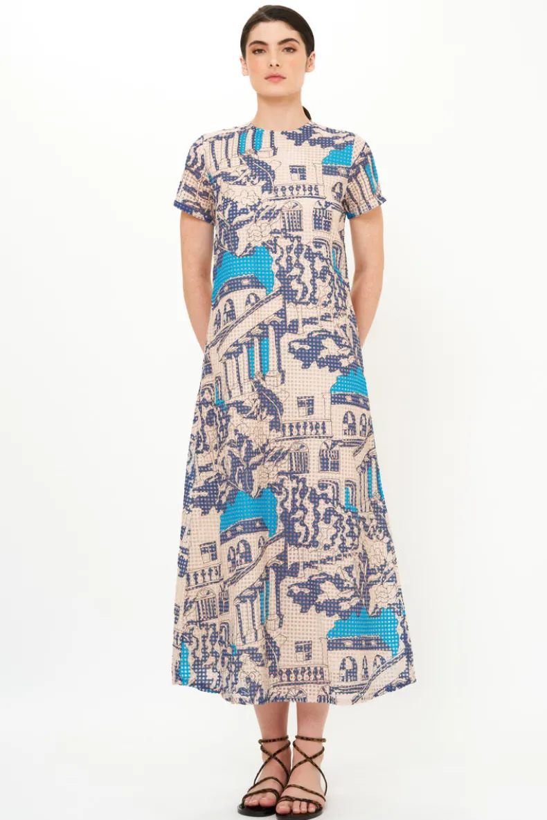 Short Sleeve Shift Maxi- Roma Blue